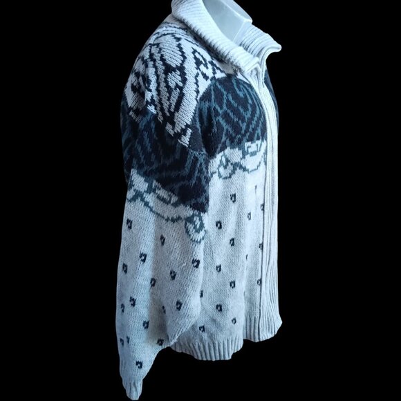 Vintage Men's Medium Zip-Up Sweater Jacket London Fog 1980's Acrylic Nordic USA - Picture 3 of 6